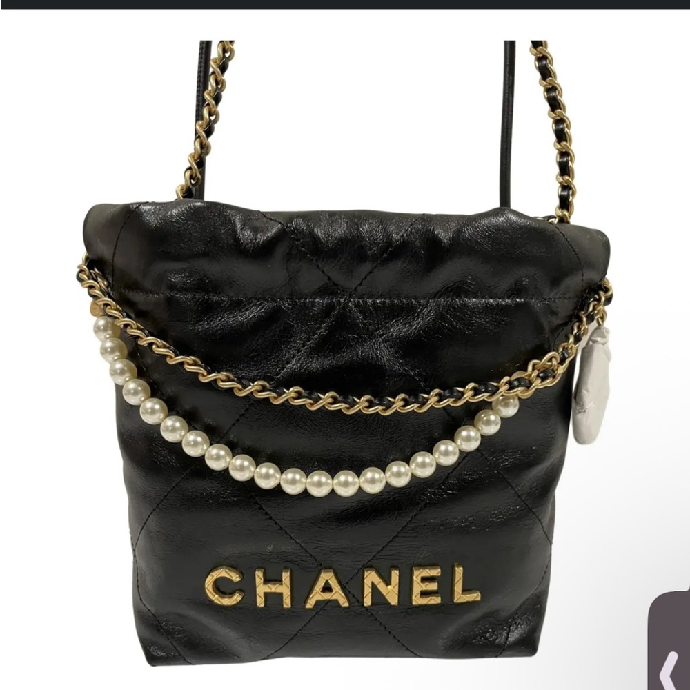 Chanel Black Crossbody Bag with Pearl and Chain Accent comes with pouch -GWP - Picture 4 of 6